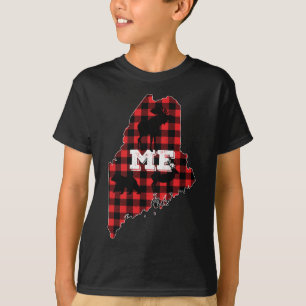 T-shirt Maine ME État Rouge Plaid Remplissage Moose Chasse