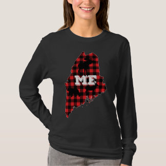 T-shirt Maine ME État Rouge Plaid Remplissage Moose Chasse