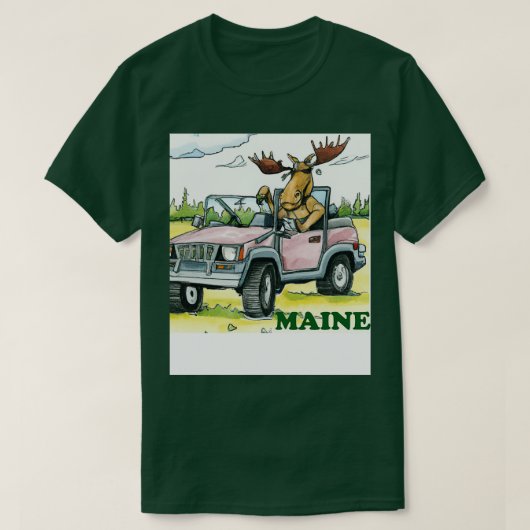 T-shirt Maine Moose Driving aTShirt (Design devant)