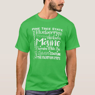 T-shirt Maine Word Cloud Typography