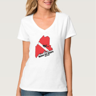 T-shirt Maineiac Divers Silhuette Logo Femme V Cou