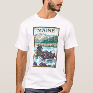 T-shirt MaineRiver transportant la scène par radeau