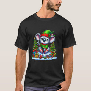 T-shirt Mains de paix amusante Koala Elf Noël Femmes Mens