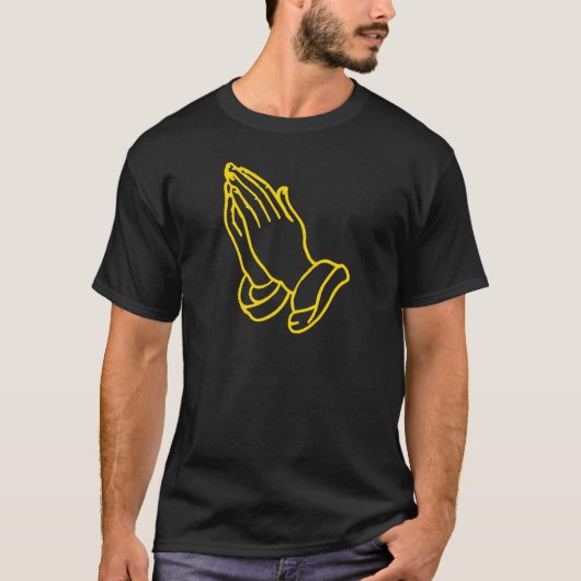 T-shirt Mains de prière en jaune d'or (Devant)