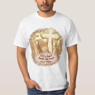 T-shirt Mains de prière sépia chrétien