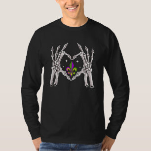 T-shirt Mains de squelette Cœur Amour Drôle Mardi Gras Fle