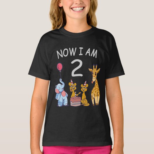 T-shirt Maintenant, j'ai 2 ans 2e anniversaire au Zoo (Devant)