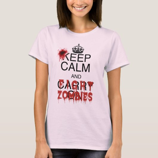 T-shirt Maintenez les zombis calmes et de combat (Devant)