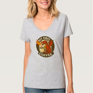 T-shirt Mais d'abord café dragon drôle java addict cadeau