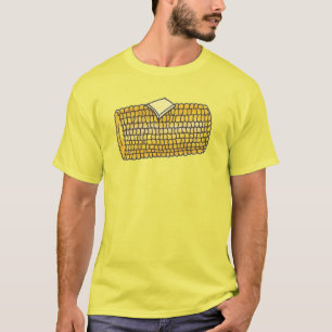 T-shirt Maïs de pique-nique jaune sur la cuisinière avec t