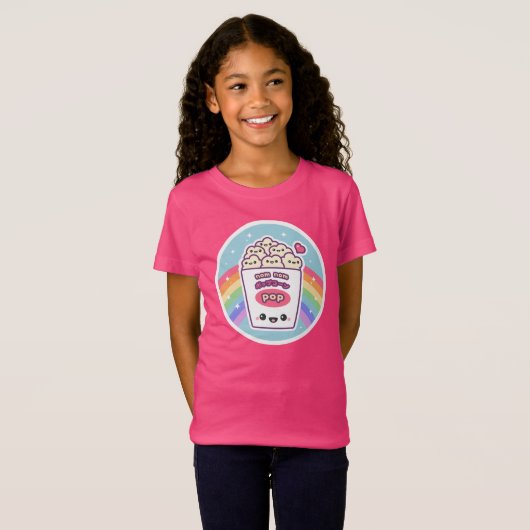 T-Shirt Maïs éclaté mignon d'arc-en-ciel (Devant entier)