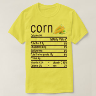 T-shirt maïs étiquette de la valeur nutritive