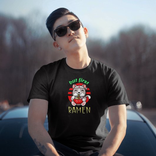 T-shirt mais premier Ramen. mignon chat manger Ramen