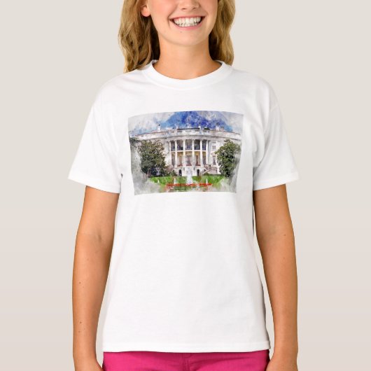 T-shirt Maison Blanche à Washington DC en aquarelle (Devant)