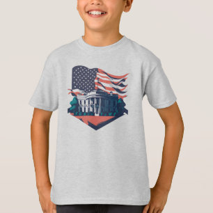 T-shirt Maison Blanche Patriotique, Enfants Rétro