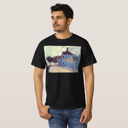 T-shirt Maison bleue à Zaandam par Claude Monet (Devant entier)