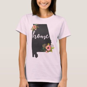 T-shirt Maison de l'Alabama Tableau Noir Fleurs Aquarelle
