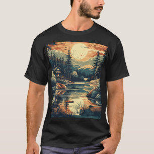 T-shirt Maison de montagne d'art rétro scandinave