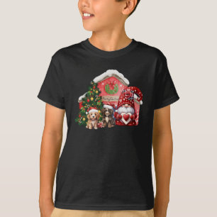 T-shirt Maison de Noël et animaux avec gnomes