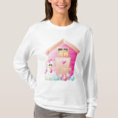 T-shirt Maison de poulets et de poules roses avec fleurs (Devant)