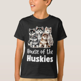 T-shirt Maison Des Huskies Jolie Aquarelle Puppy Huskies