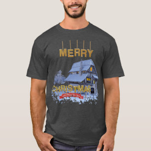T-shirt Maison d'hiver avec neige Joyeux Noël