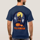 T-shirt Maison hantée avec Citrouilles, fantômes et Pleine (Dos)