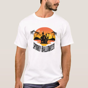 T-shirt Maison Hantée de Halloween Tropicale et Ensoleillé