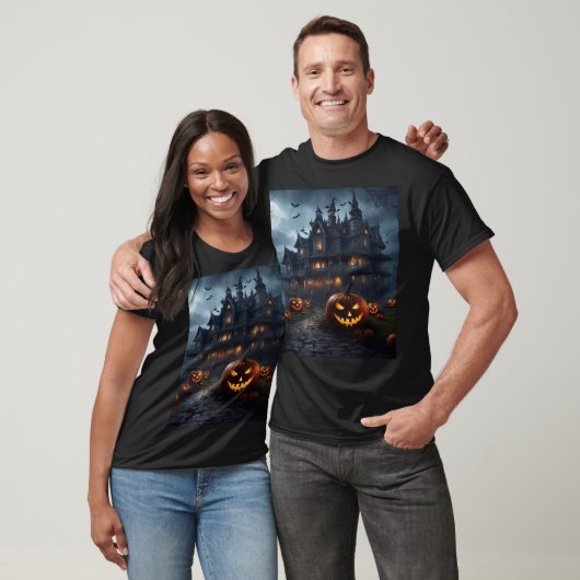 T-shirt Maison hantée éffrayante et Jack-O-Lanterns Unisex (Unisexe)
