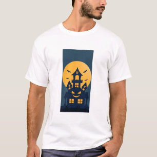 T-shirt Maison hantée effrayante pleine lune Halloween sil