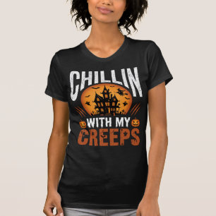 T-shirt Maison Hantée Halloween Chillin Avec Mes Creeps De