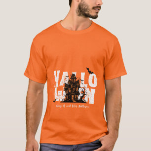 T-shirt Maison hantée Halloween effrayante noire et orange