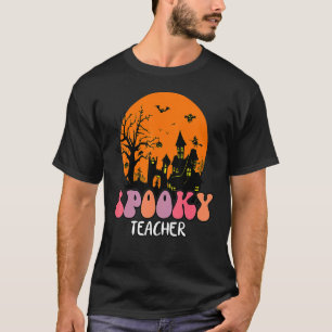 T-shirt Maison hantée Lune nuit Enseignant Éffrayant Super