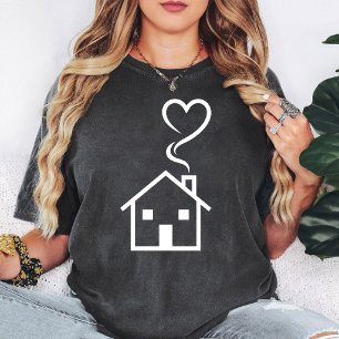 T-shirt Maison Minimaliste Avec Fumée de Cœur
