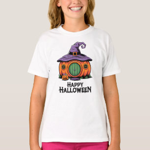 T-shirt Maisonnette Citrouille et Chapeau de Sorcière pour