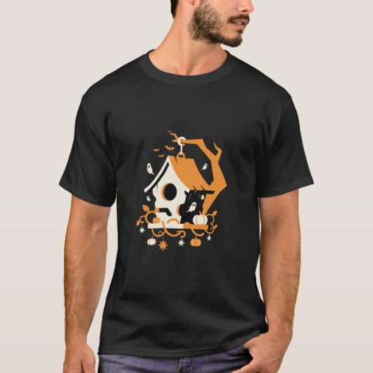 T-shirt Maisonnette Hantée Fantôme Halloween (Devant)
