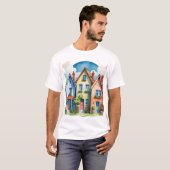 T-shirt maisons mignonnes (Devant entier)