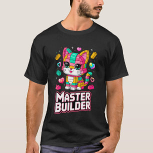 T-shirt Maître Constructeur Amateur de Chat Briques Blocs
