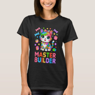 T-shirt Maître Constructeur Amateur de Chat Briques Blocs