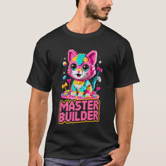 T-shirt Maître Constructeur Amateur de Chat Construisant d (Devant)