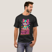 T-shirt Maître Constructeur Amateur de Chat Construisant d (Devant entier)