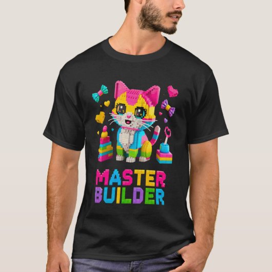 T-shirt Maître Constructeur Amateur de Chat Construisant d (Devant)