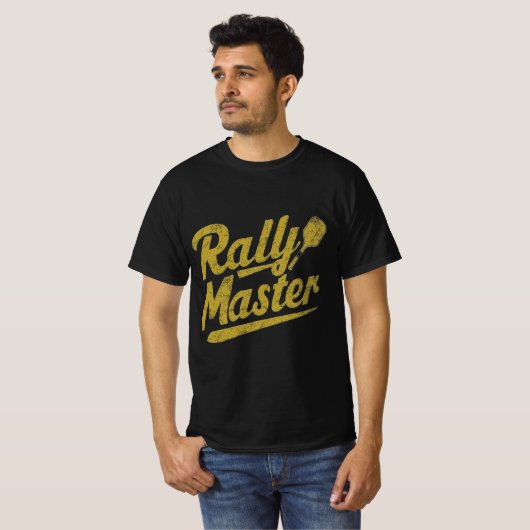 T-shirt Maître de rallye rétro corbeille dorée (Devant entier)