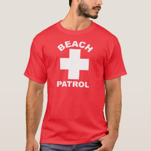 T-shirt Maître nageur blanc de logo de PATROUILLE de PLAGE
