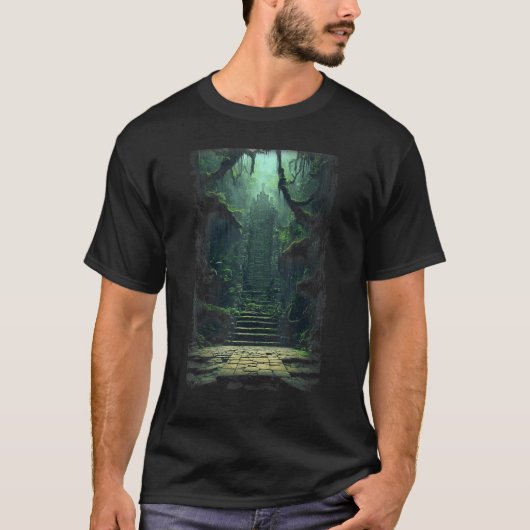 T-shirt Majestic Ancient Inca Fantasy Temple Deep In The J (Devant)