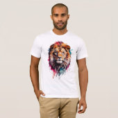 T-shirt Majestic Aquarelle Splash Art Lion Bold (Devant entier)