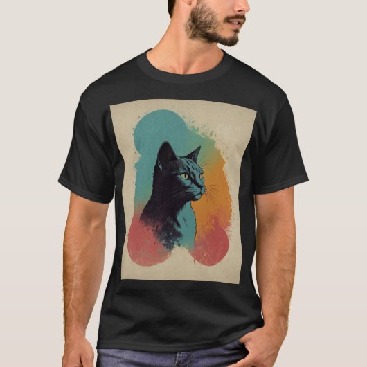 T-shirt Majestic Black Cat Vibrant Design artistique.T-shi (Devant)