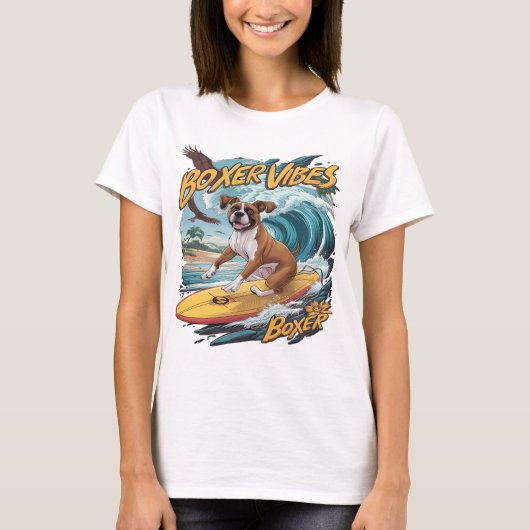 T-shirt Majestic Boxer Chien Surf (Devant)