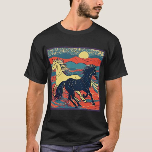 T-shirt "Majestic Brown Horse : Sticker de dessin (Devant)