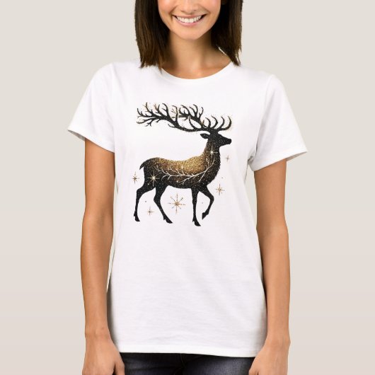 T-shirt Majestic Gold Starry Reindeer (Devant)